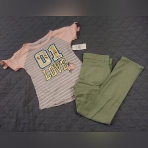 One Step Ahead Pink and Green Kids Matching Set